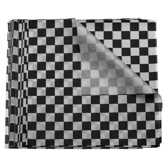 100pcs Square Checkered Pattern Wax Paper Sheets 7" x 7", Blue