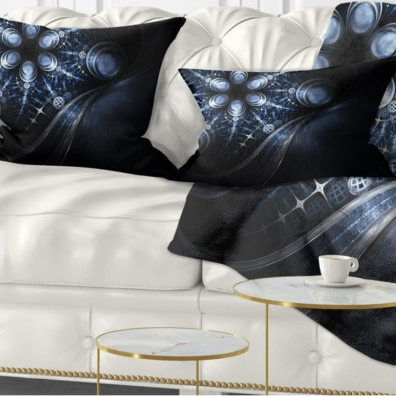 Designart 12" x 20" Blue Polyester Throw Pillow