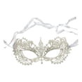 thumbnail image 2 of Máscara de encaje, máscara de , máscara de media cara suave, delicada, elegante, máscara de ojos para mujer para fiesta de graduación, disfra Correa de hilo de plata, 2 of 8