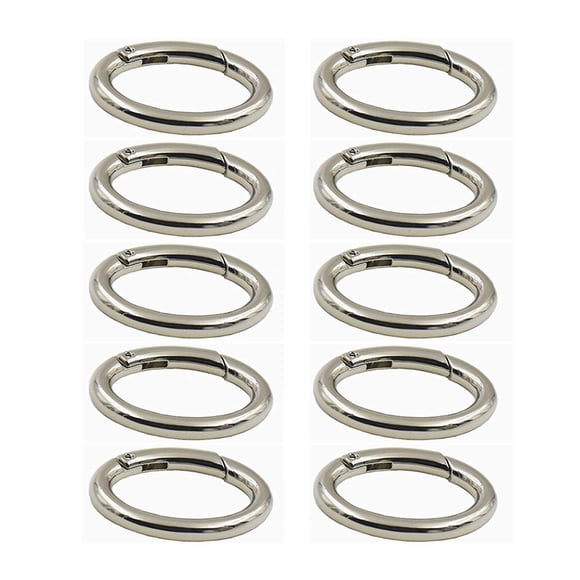 WEICHUAN 10 Pcs Clips à Ressort Ronds en Alliage de Zinc Mousqueton - 1 Pouces Anneau de Porte Rond Mousqueton à Enclenchement Ressort à Gâchette Porte-Clés Accessoire d'Organisation Support Sécurisé en Métal (Argent)