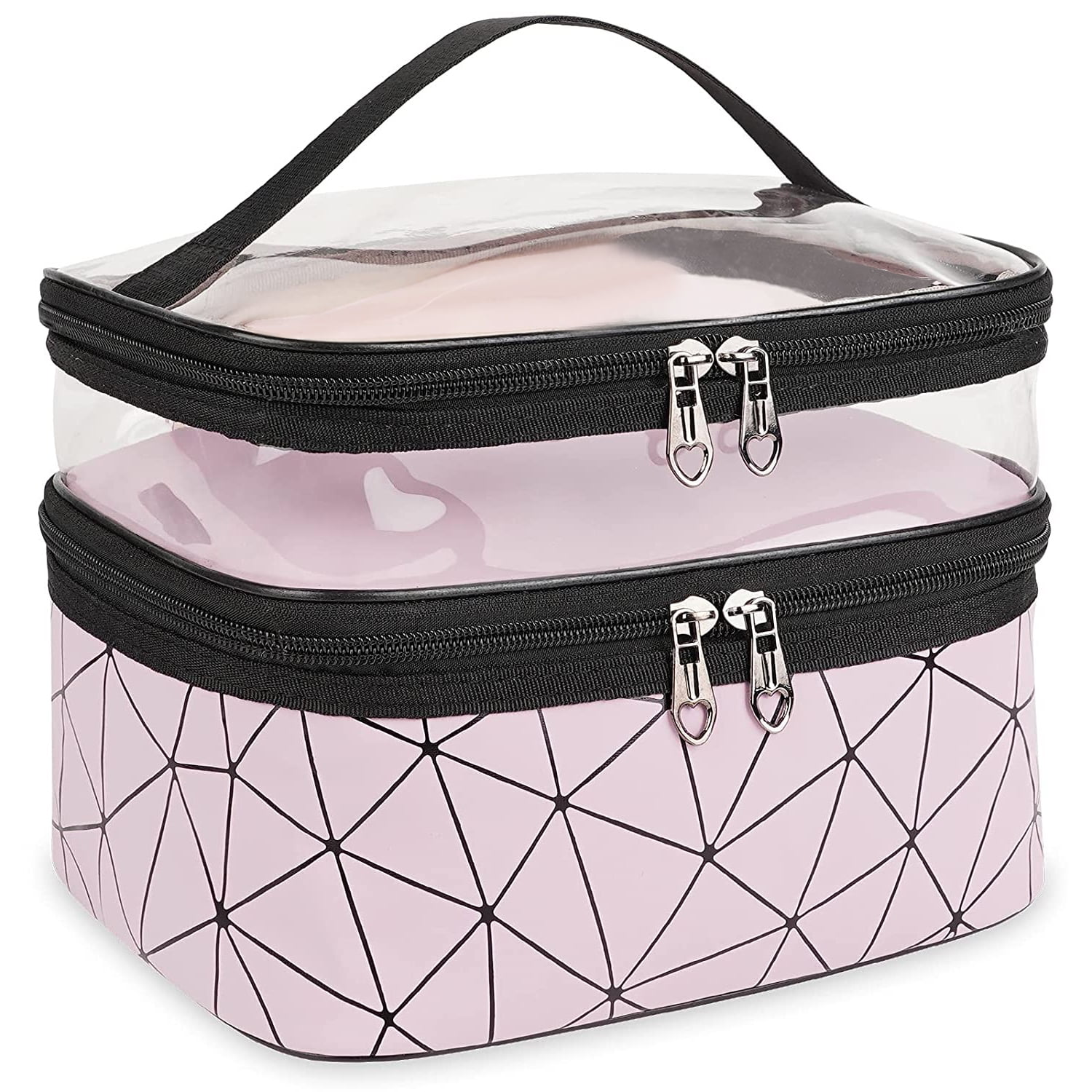 Makeup Bag Cosmetic Bag Travelling Double Layer Make Up Bag Organizer