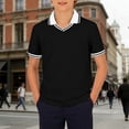 thumbnail image 2 of CONZONE Children Boys T Shirt Short Sleeve Lapel Solid Color Summer Fashion Comfort Tee Black Size 5-6 Years, 2 of 5