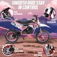 thumbnail image 3 of Fompes Gas Dirt Bike, 49CC 2-Stroke Gas Powered Mini Bike, Off Road Mini Motorcycle with Off-Road Tires, Shock Absorption Springs, Soft Seat Cushion, Max Speed 30KM/H (Pink), 3 of 18