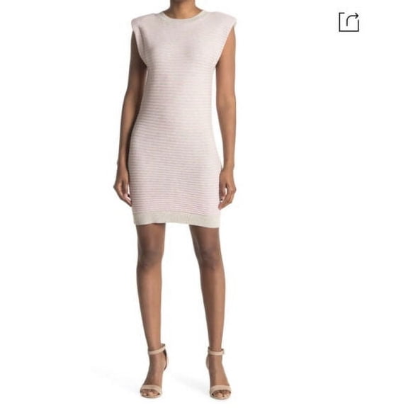 WAYF Women's Cotton Striped Sleeveless Ribbed Mini Sweater Dress Pink XS, NWT