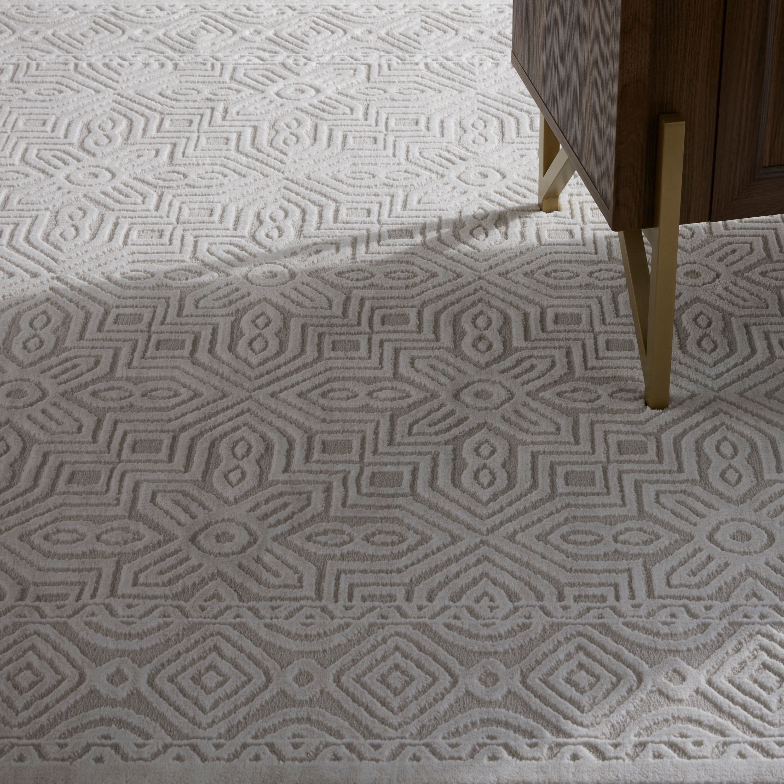 TOWN & COUNTRY LUXE Maya Medallion Tile Neutral Indoor Area Rug with High-Low Texture, Grey, 9'2"x12'5"