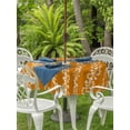 thumbnail image 3 of Outdoor Tablecloths with Umbrella Hole & Zipper, Orange Spring Leaves Round Tablecloths 60 Inch, Pastoral Botanical Striped Flowers Waterproof Table Cloth, Patio/Pool/Picnic Table Covers, 3 of 8