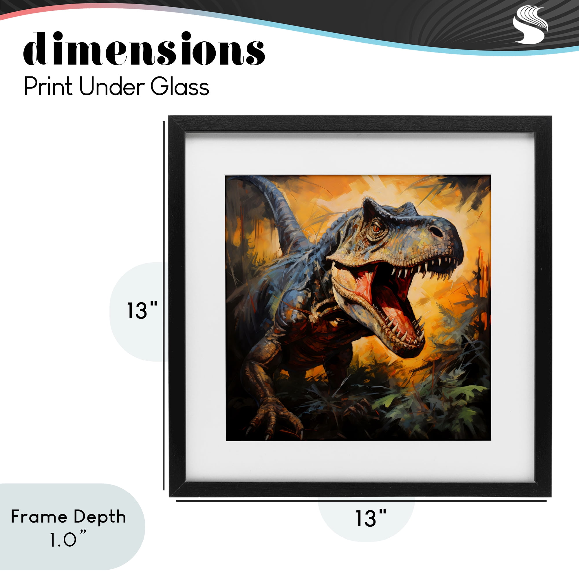 Stupell Industries Angry Dinosaur Roaring Black Framed Print Under Glass, design by Creative Studio
