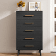 thumbnail image 3 of Noelse 5 Drawer Dresser, Tall Dresser with Metal Handles, Wood Storage Organizer for Bedroom, Hallway, Entryway, Black, 3 of 9