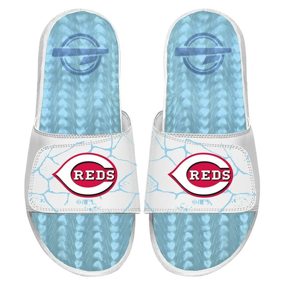 Men's ISlide White Cincinnati Reds Ice Gel Slide Sandals