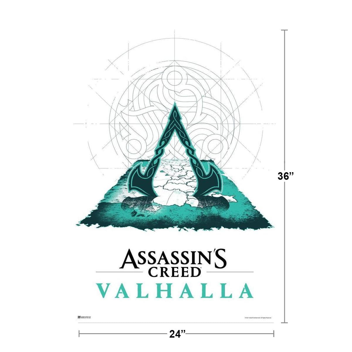 Laminated Assassins Creed Valhalla Merchandise Map Art White Background  Video Game Video Gaming Gamer Collectibles Viking Eivor Varinsdottir Poster  Dry Erase Sign 24x36 