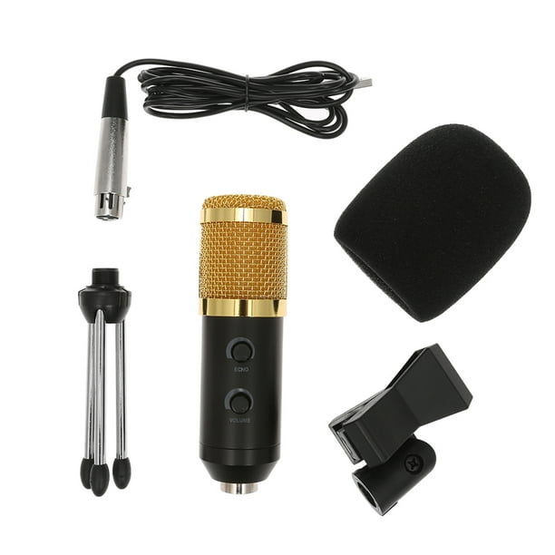 Micrófono USB con conexión rápida, diseño portátil y accesorios prácticos para grabación profesional, karaoke en casa y transmisiones en vivo. Incluye trípode ajustable y cubierta anti-pop.