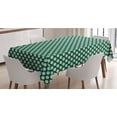 thumbnail image 1 of Floral Tablecloth, Repetitive Spring Season Flowers Round Retro Ornaments Flourishing, Rectangle Satin Table Cover Accent for Dining Room and Kitchen, 60" X 90", Dark Teal Yellow, by Ambesonne, 1 of 2