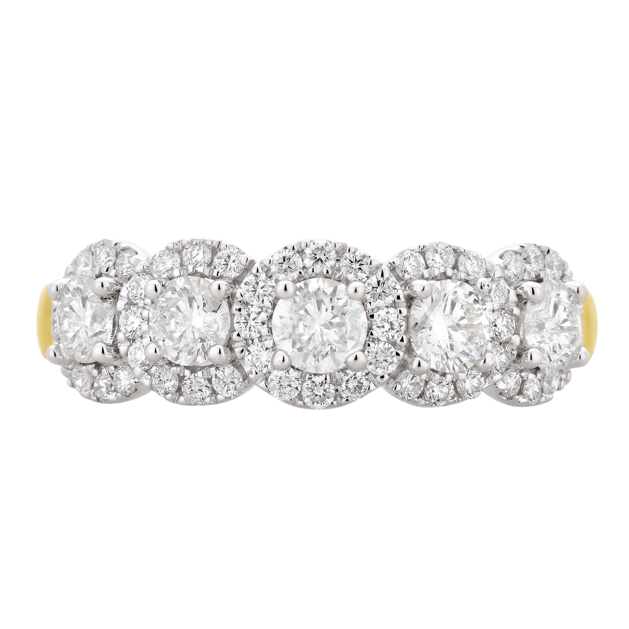 Arista 1.50 ct Round 5 Swarovski Stone Engagement Ring in Yellow plated Sterling Silver