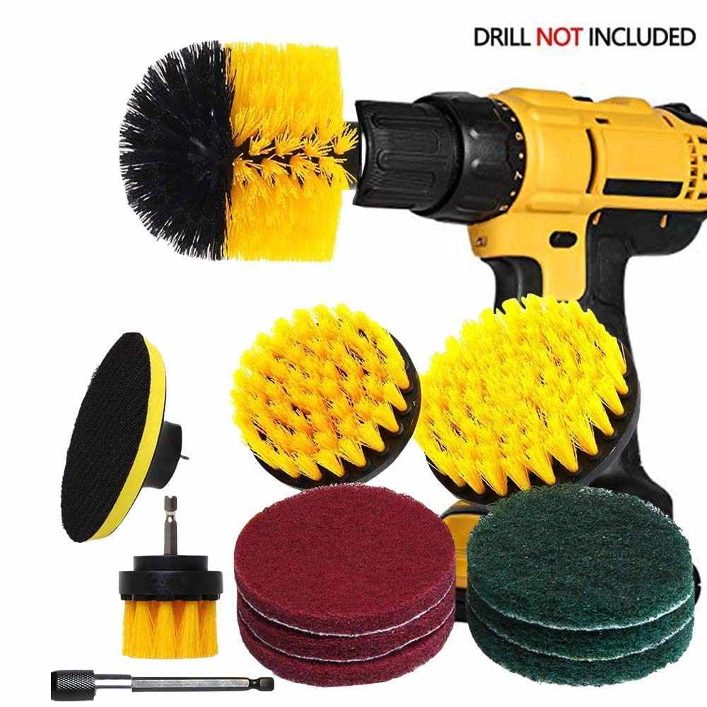 HUAWELL 7 Piece Drill Scrub Kit Grout Brush Drill Brush Set with 6 Inch Extender Scrub Brush for Grout Floor Tub Shower Tile Corners Bathroom Surface Kitchen