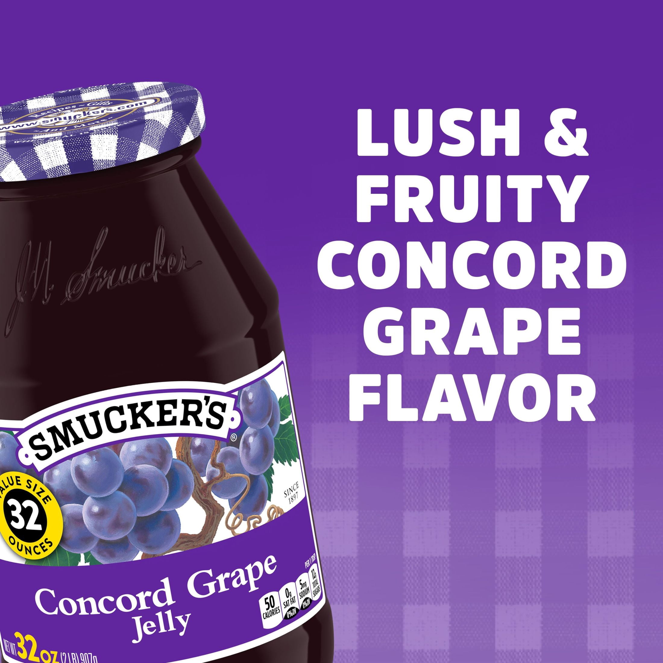 (12 pack) Smucker's Concord Grape Jelly, 32 oz Jar, Classic Fruit Jelly Spread