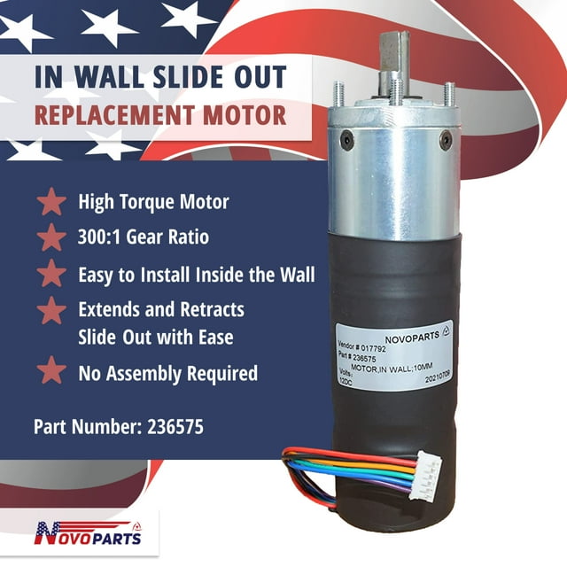 IN WALL SLIDE OUT MOTOR 236575 300:1 10mm Compatible with Lippert Components ONE YEAR WARRANTY