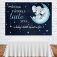 thumbnail image 3 of Telón de fondo para baby shower con diseño de estrella pequeña Twinkle Twinkle, elefante azul, para fotografía de niño, fondo de vinilo de 7 x 5 pies, pancarta para fiesta con temática de elefante, 3 of 5