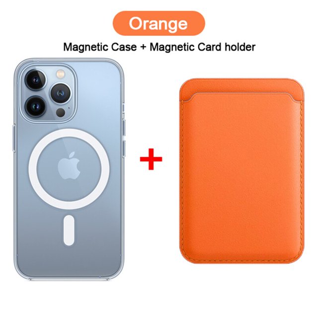 Funda de cuero transparente con tarjetero para iPhone, 15 Pro Max, 14, 13, 12, 11, XR, XS, X, 7, 8 Plus, Mini, Magsafe, cubierta de carga inalámbrica