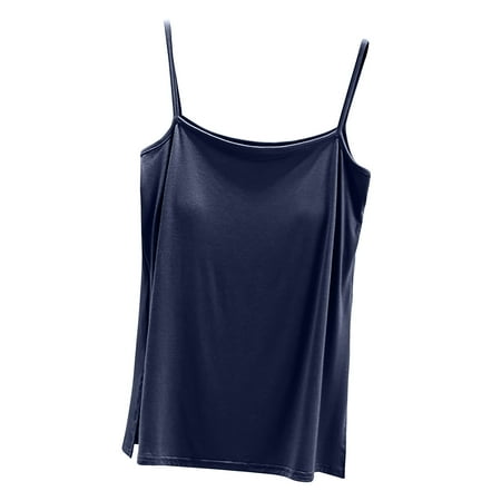 safuny Clearance Summer Women s Trendy Padded Basic Camisole with Bulit In Bra Floral Printed Cami Top Sleeveless Vest V Neck Top Yoga Sports Leisure Comfy Fit Clothing Fashion Dark Gray XL