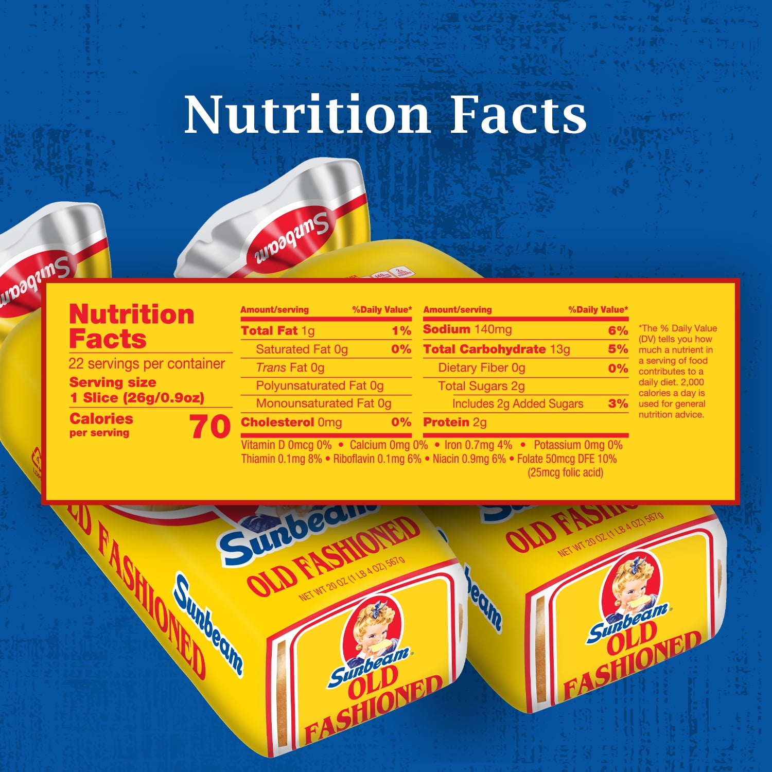 Sunbeam Old Fashioned White Bread, Sandwich Bread, 20 oz, Shelf-Stable
