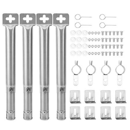 

1111Fourone 4pcs Burner Tubes Stainless Steel Adjustable Grill Tubes Replacement Universal BBQ Channel Pipes