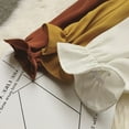 thumbnail image 4 of Women's Flounce Long Sleeve Blouse Tie Knot Front Button Down Top Shirt Basic Solid Tie Neck Shirt Work Office Daily Wear, 4 of 7
