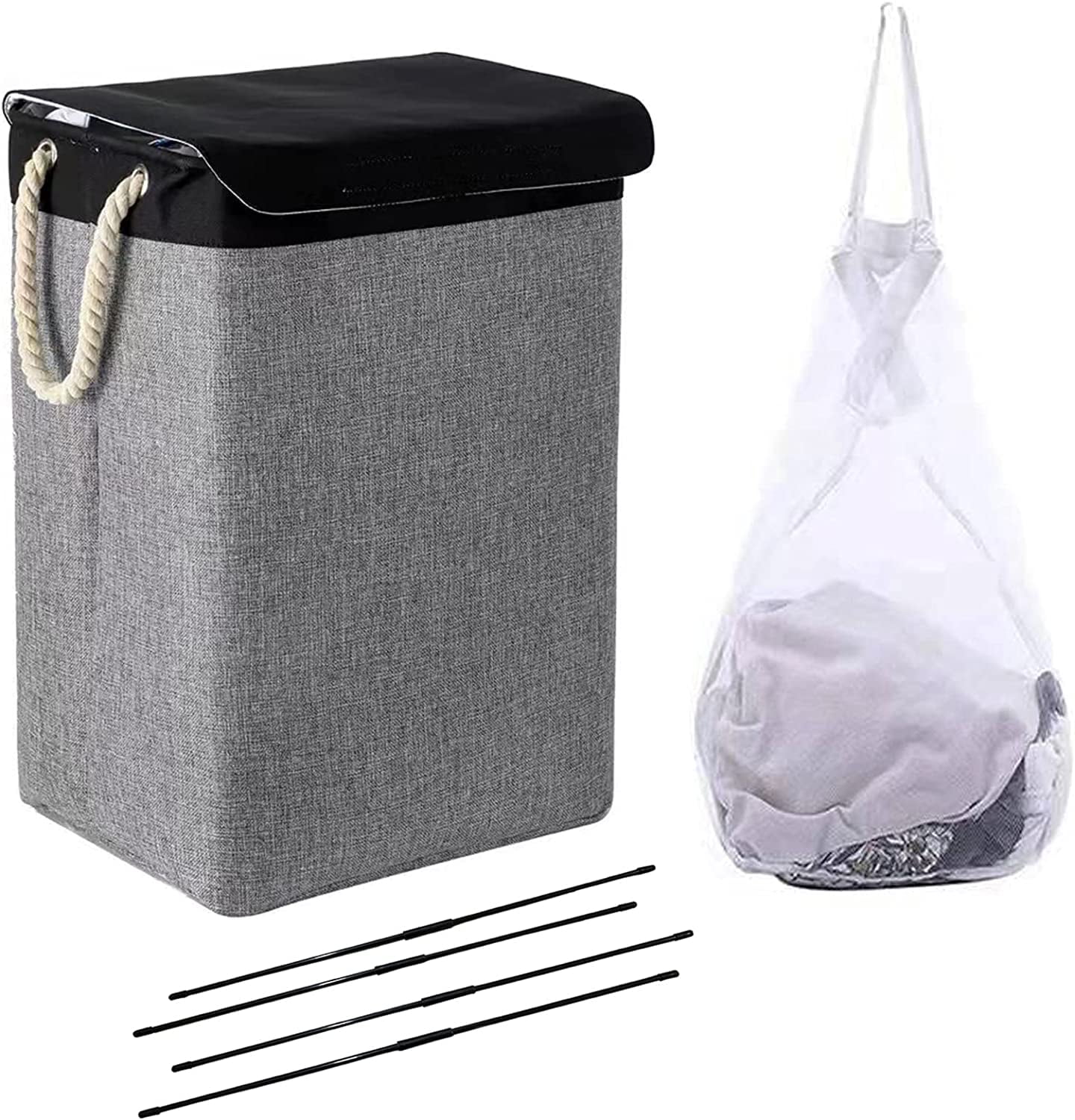 Laundry Basket with Lid & Inner Liner Laundry Bag Collapsible Stand