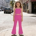 thumbnail image 2 of shoper Girls Uniform Pants Kids Girl High Waisted Stretchy Flare Dress Pant Bell Bottom Yoga Leggings Preppy Clothes Hot Pink, 2 of 4