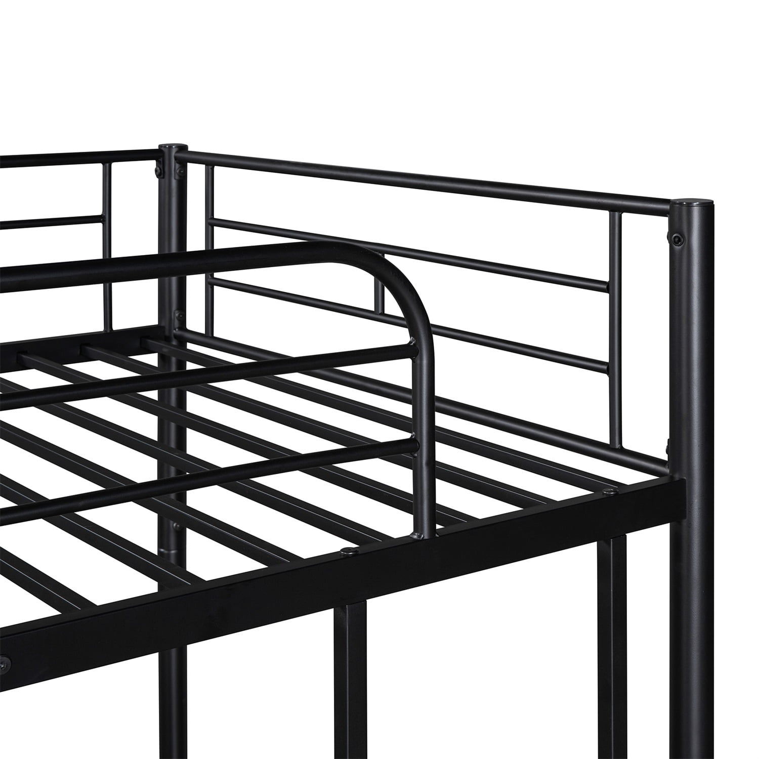 Kadyn Metal Bunk Bed, Twin-Over-Twin Bed with Trundle, Can be Divided into two beds, Modern Bunk Bed Frame for Juniors, Black