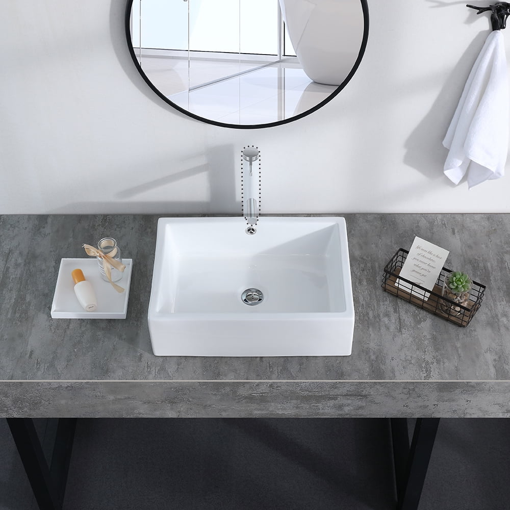 Winado Rectangle Bathroom Sinks Above Counter Ceramic Bath Vessel ...