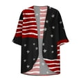 thumbnail image 4 of TMOYZQ Women's American Flag Kimono Cover up Beachwear 4th of July Cardigan Loose Lightweight 3/4 Sleeve Blouse Tops, 4 of 5
