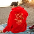 thumbnail image 3 of Christian Hoodies for Women 2025 God Is Good All The Time Hoodie with Pockets Hooded Sweatshirt Pullover Tops, 3 of 4
