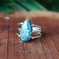thumbnail image 2 of Turquoise Teardrop Ring, 925 Sterling Silver Ring, Multi-Band Ring, Handmade Jewelry, Boho Jewelry Statement Ring, Dainty Ring, Gift For Her, 2 of 7