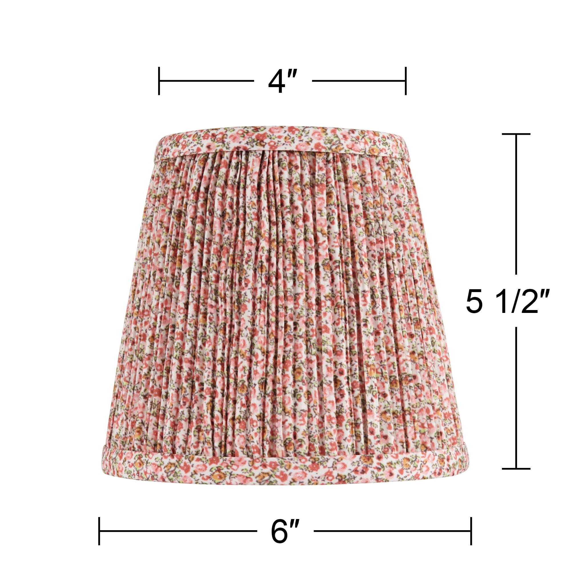 Springcrest 4" Top x 6" Bottom x 5 1/2" High x Print Lamp Shade Replacement Small Pink Red Leaf Shirred Pleated Clip On Candelabra