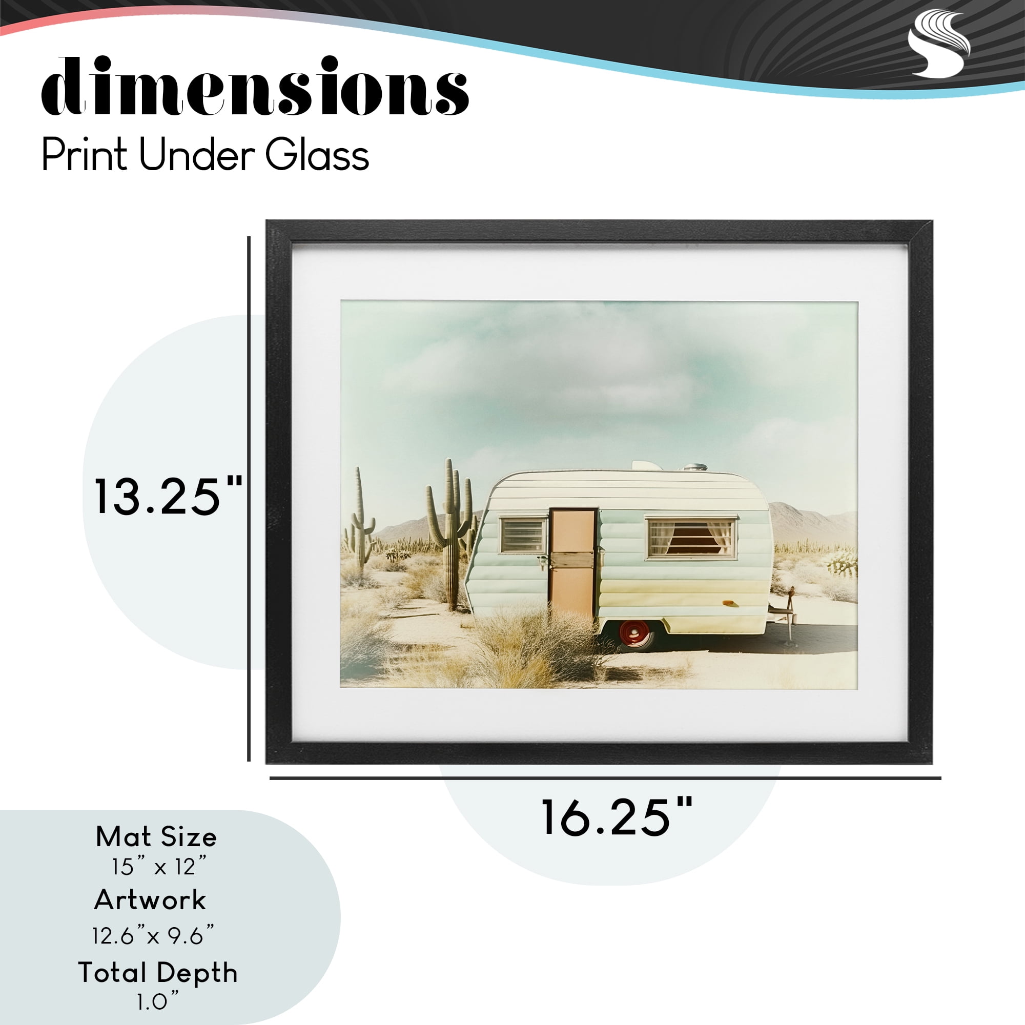 Desert Trip Vintage Black Framed Print Under Glass, design by Decent Exposures