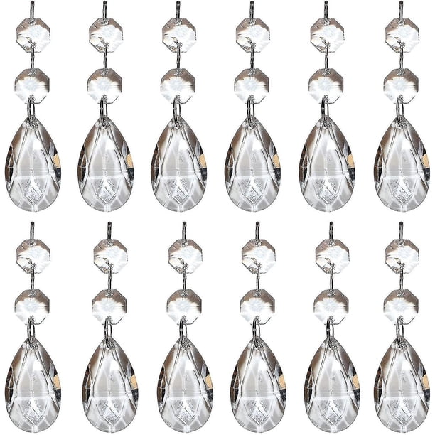 Cuentas colgantes de prisma de cristal, 12 piezas, araña de cristal en forma de lágrima transparente, cuentas colgantes de prisma de araña de cristal, piezas de colgantes de prismas, cuentas Oc