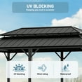 thumbnail image 4 of Modern Shade Horizon 12'x24' Hardtop Gazebo, Galvanized Steel Double Roof with 4 LED Lights, Netting & Curtains, Black, 4 of 8