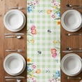 thumbnail image 4 of Table Runner 72 Inches Long for Kitchen Dining, Easter Gnomes Dresser Scarf Farmhouse, Dining Table Decorations for Wedding/Parties, Spring Watercolor Bunny Tulip Green Plaid 16 x 72 In, 4 of 8