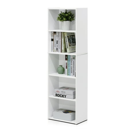 White 5-Tier Open Shelf Bookcase