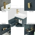 thumbnail image 3 of FULLWATT 16 inch Wall Mounted Floating Bathroom Vanity Sink Set Blue Cabinet with Golden Copper Faucet and Pop Up Drain,PVC Cabinet Sink Combo for Small Bathroom, 3 of 8
