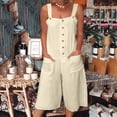 thumbnail image 2 of Riforla Women Loose Casual Jumpsuits Cotton Linen Wide Leg Jumpsuits Bib Pants Baggy Rompers Overalls with Pockets Casual Jumpsuits for Women Beige XXL, 2 of 5