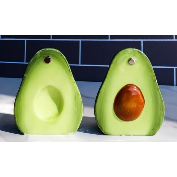Ceramic Superfood Hearty Avocado Halves Salt And Pepper Shakers Figurine Set