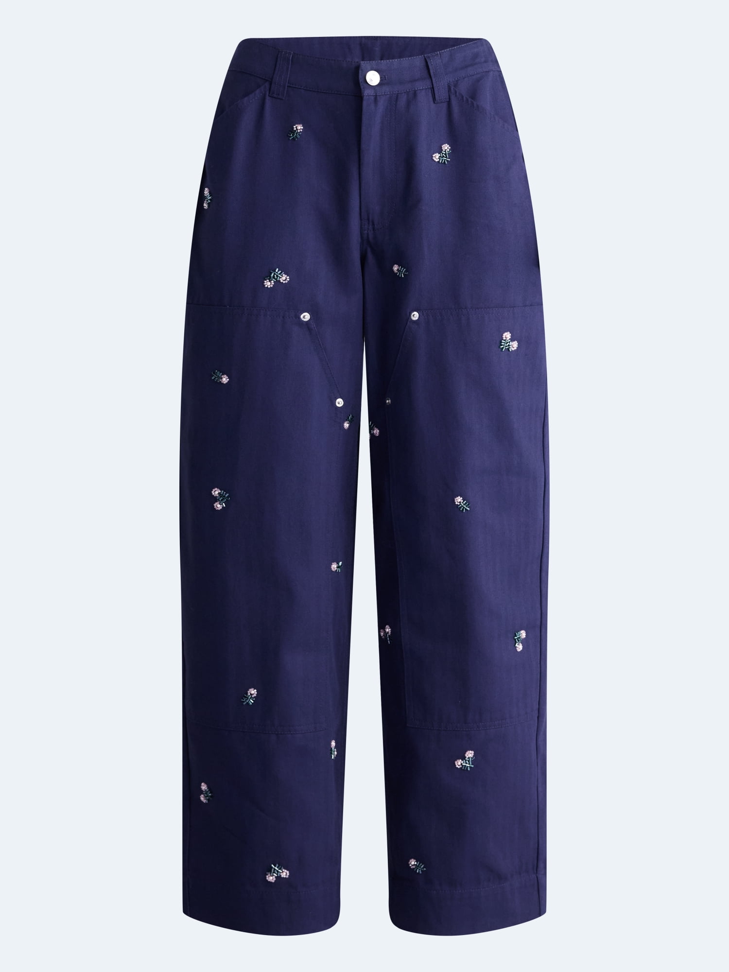 Free Assembly Women's Embellished Cotton Utility Pants, 30" Inseam, Sizes 0-20