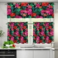 thumbnail image 3 of Hawaiian Hibiscus Kitchen Curtain and Valances Set 3 Pack Farm Short Curtain Sets Living Room Bedroom Office Cafe Home Decoration Accessories Window Treatments Drapes Tiers, 3 of 6
