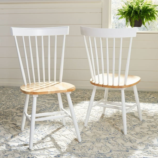Safavieh Parker 17 In. H Spindle Dining Chair, Set of 2, White/Natural