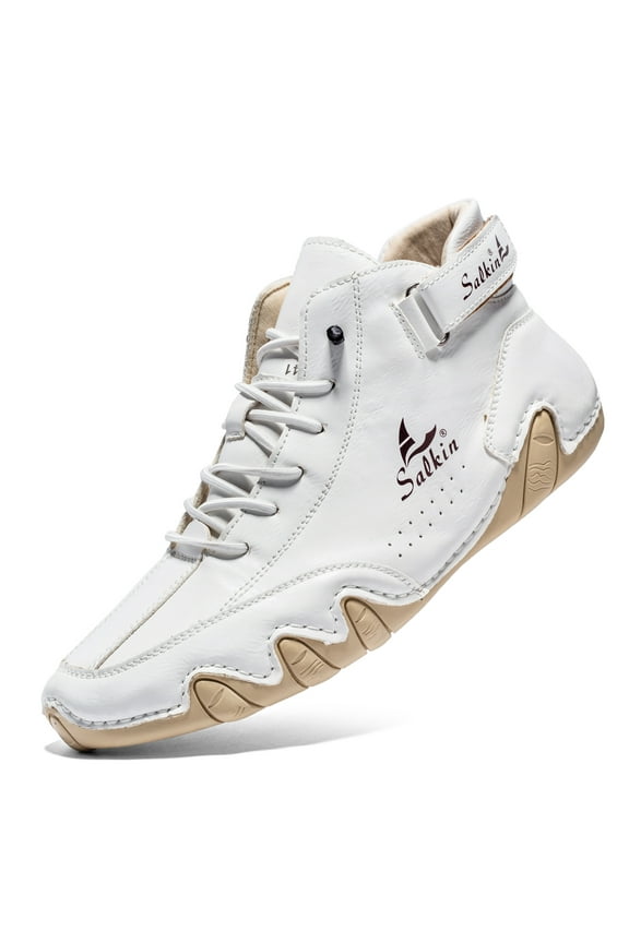 Men's Ankle Boots Spring Autumn Casual Leather Shoes Lace Up Vintage Male Chukka Boot, Black/Dark Grey, US 11.5