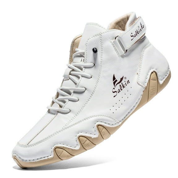 Flyland Men's Ankle Boots Spring Autumn Casual Leather Shoes Lace Up Vintage Male Chukka Boot, Black/Dark Grey, US 11.5