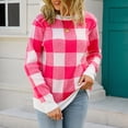 thumbnail image 2 of erdimoy Hauts d'Automne pour Femmes Chandail à Col Rond Mode Automne et Hiver Manches Longues à Carreaux Imprimé Confortable Hauts Amples Style Simple Cardigan Chandail, 2 of 9