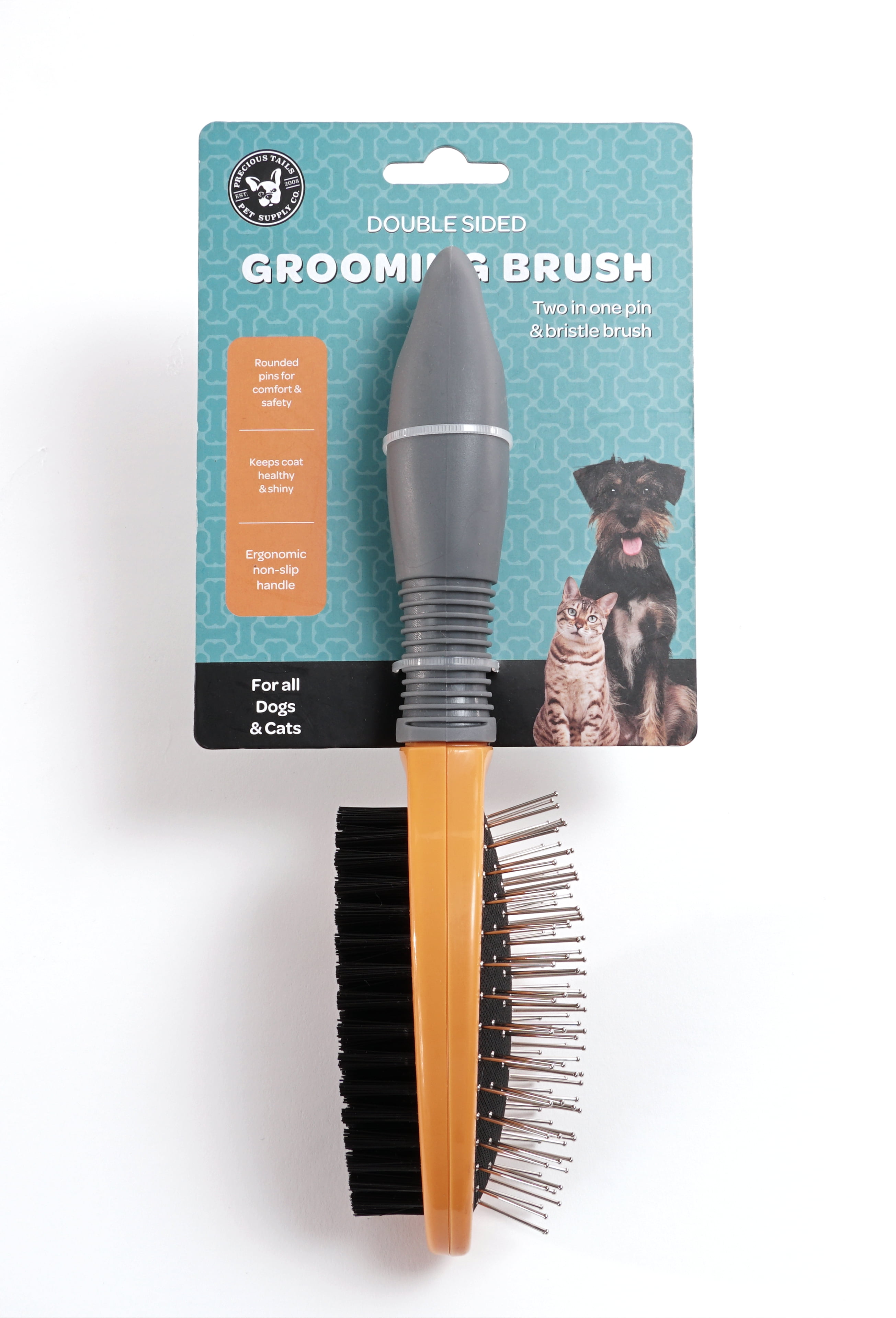 Precious Tails Advanced 2-in-1 Pet Grooming Brush for Dogs & Cats - Dual-Action Fur & Coat Care Tool for Optimal Health and Shine