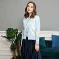 thumbnail image 5 of Cárdigan de mujer de moda de invierno con cuello en V y manga larga de punto con margaritas, abrigo holgado liso con botones abiertos, jersey de punto, abrigo informal (XXL), 5 of 5